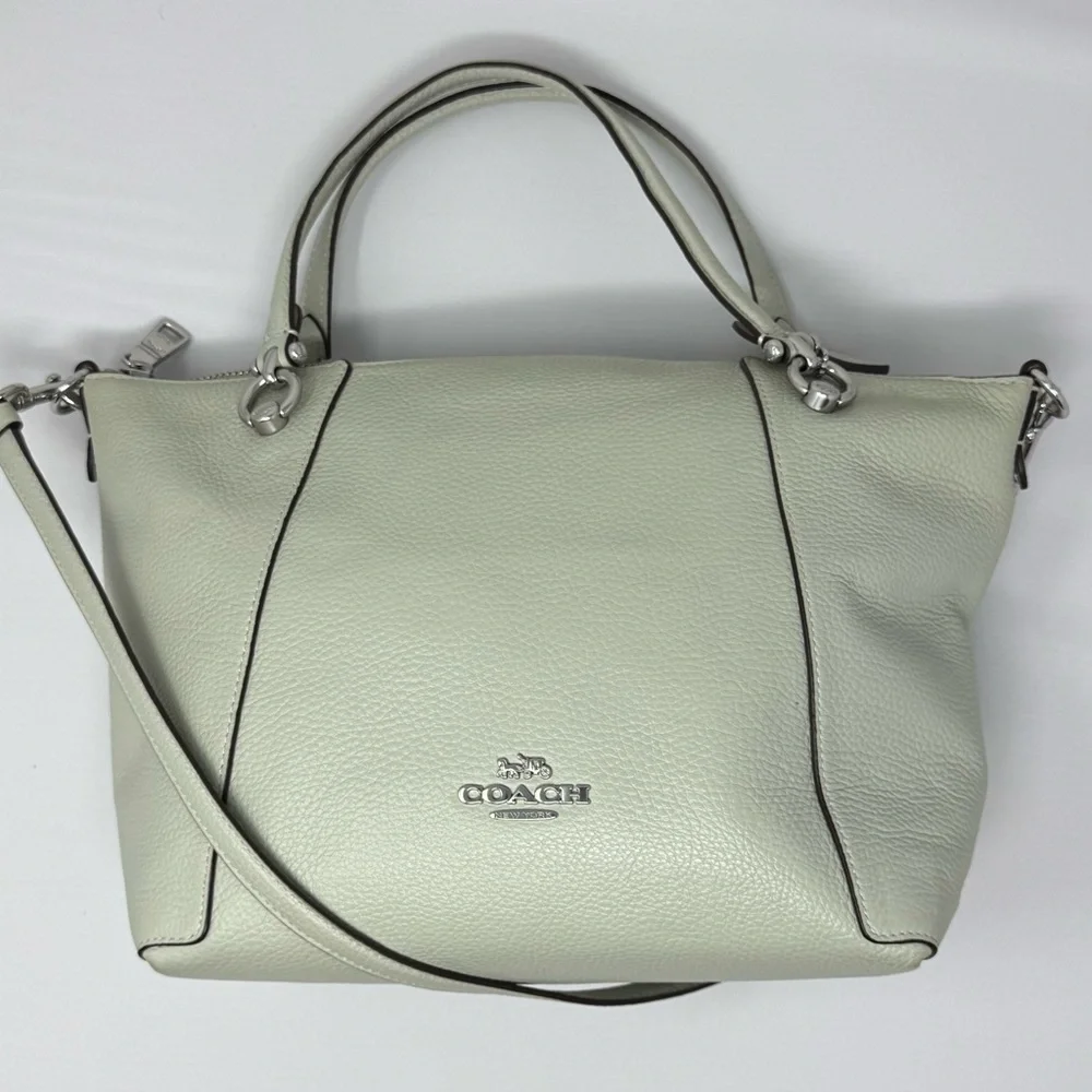 Coach Kasey Satchel Shoulder Bag with Adjustable Strap, in sage green. - Picture 1 of 6